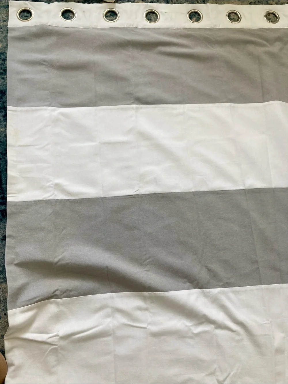 Pottery Barn Kids Wide Striped Curtain Panels in Beige and White
